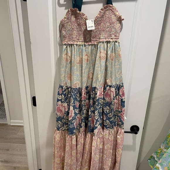 Free People Dresses & Skirts - Free People Pink, Blue & Cream Floral Tiered Maxi Dress